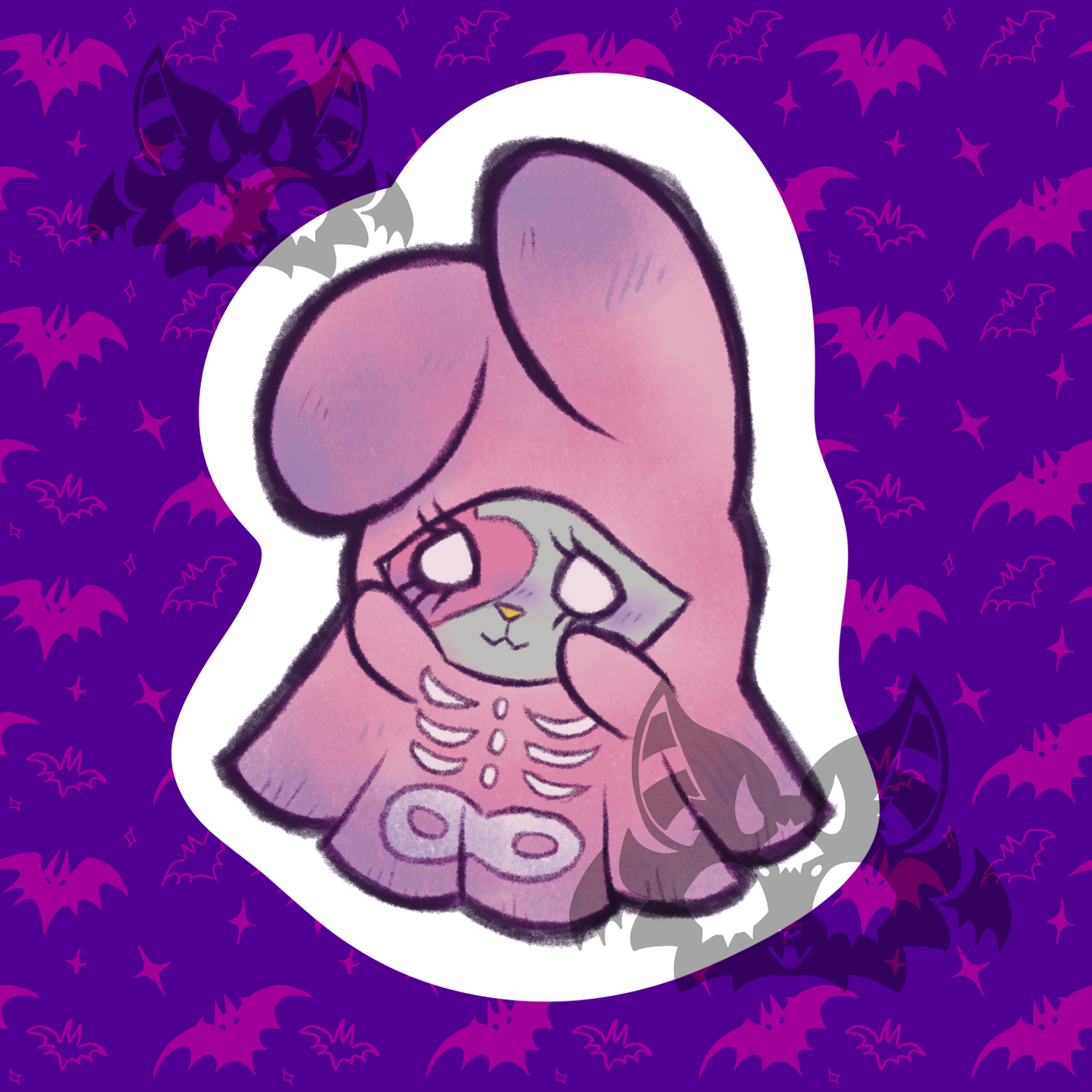 Ghost Pink Cute Rabbit Sticker