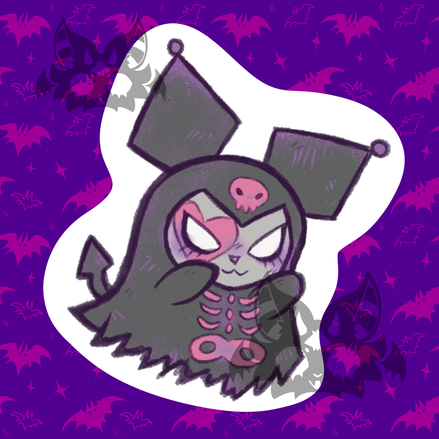 Ghost Black Jester Rabbit Sticker